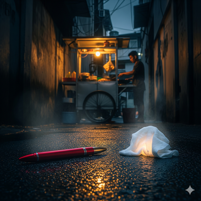 Pena Merah dan Tisu Magic