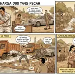 Asep si kuli bangunan dari Trio Sabun menyiramkan seember air sabun pekat ke tanah berlumpur di depan truk-truk pasir Danu yang mulai tergelincir.